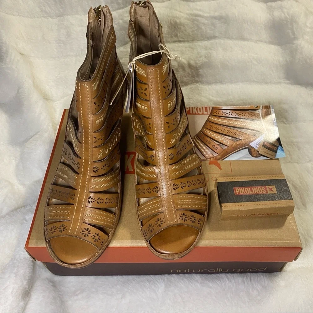 NIB Pikolinos Brandy Java Leather Heels Sandals in Color Farbe -Size 38